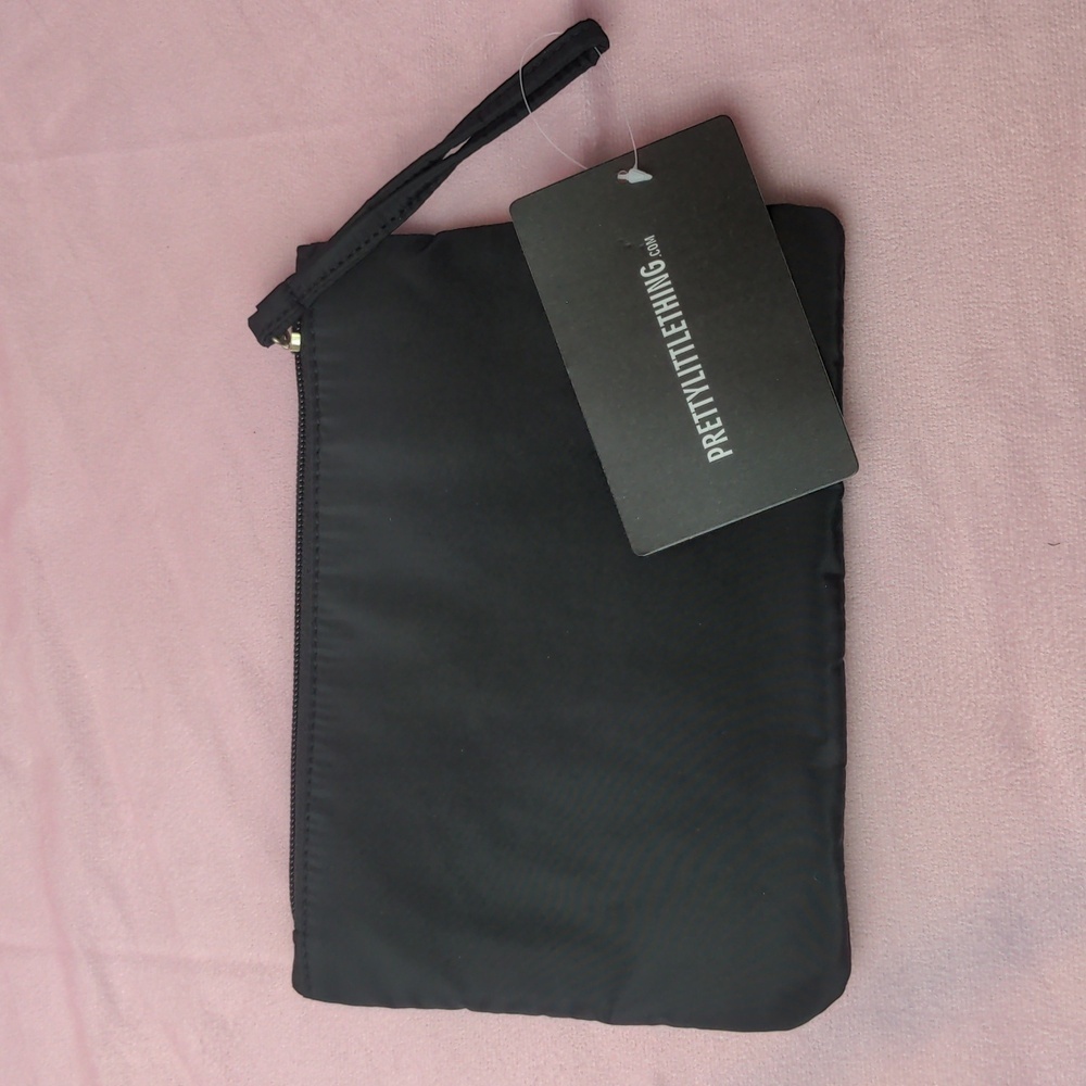 PrettyLittleThing Black Nylon Pouch Clutch Bag